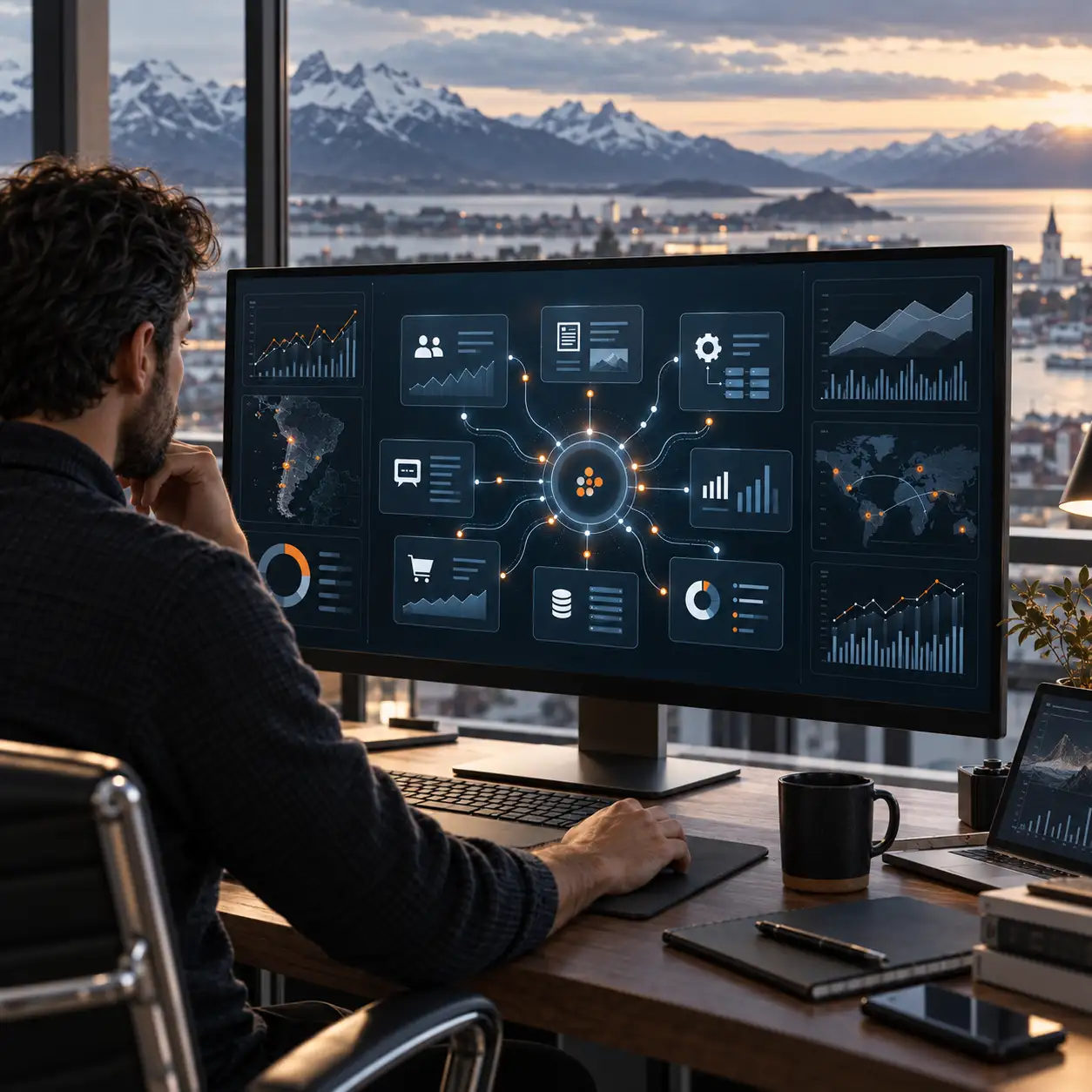 Análisis de datos con inteligencia artificial en una pantalla